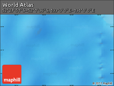 Physical Map of the Area around 52° 14' 43" S, 133° 31' 30" E