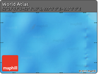 Physical Map of the Area around 52° 14' 43" S, 133° 31' 30" E
