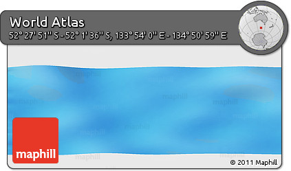 Physical Panoramic Map of the Area around 52° 14' 43" S, 134° 22' 30" E
