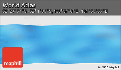 Physical Panoramic Map of the Area around 52° 14' 43" S, 134° 22' 30" E