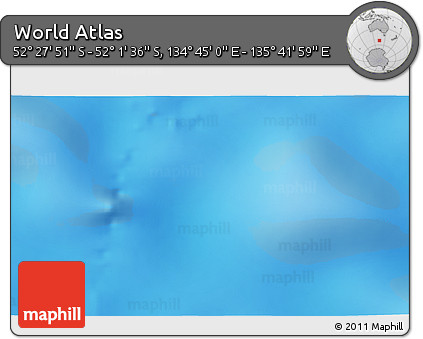 Shaded Relief 3D Map of the Area around 52° 14' 43" S, 135° 13' 29" E