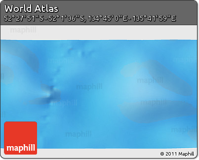 Shaded Relief 3D Map of the Area around 52° 14' 43" S, 135° 13' 29" E