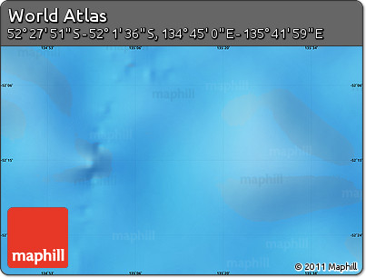 Shaded Relief Map of the Area around 52° 14' 43" S, 135° 13' 29" E