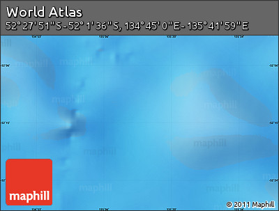 Shaded Relief Map of the Area around 52° 14' 43" S, 135° 13' 29" E