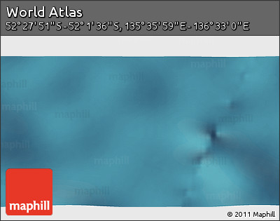 Satellite 3D Map of the Area around 52° 14' 43" S, 136° 4' 29" E