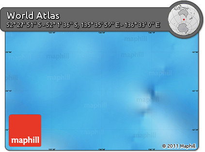 Physical Map of the Area around 52° 14' 43" S, 136° 4' 29" E