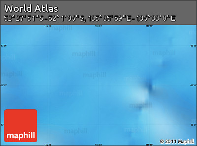 Physical Map of the Area around 52° 14' 43" S, 136° 4' 29" E