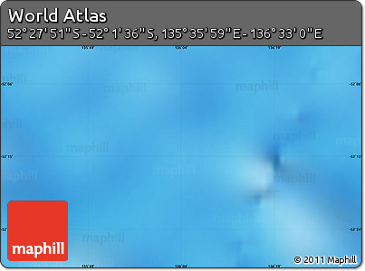 Physical Map of the Area around 52° 14' 43" S, 136° 4' 29" E