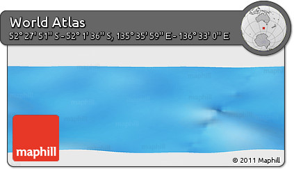 Physical Panoramic Map of the Area around 52° 14' 43" S, 136° 4' 29" E