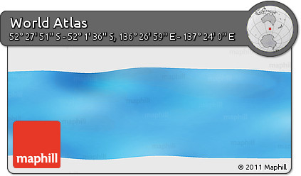 Physical Panoramic Map of the Area around 52° 14' 43" S, 136° 55' 30" E