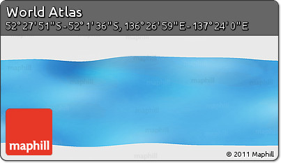 Physical Panoramic Map of the Area around 52° 14' 43" S, 136° 55' 30" E