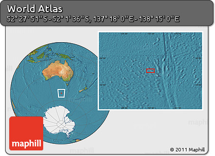Satellite Location Map of the Area around 52° 14' 43" S, 137° 46' 30" E