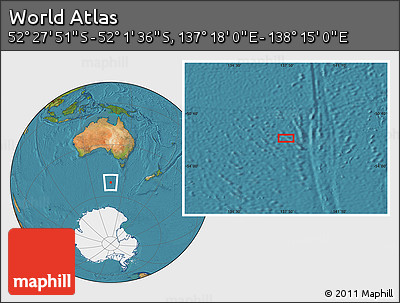 Satellite Location Map of the Area around 52° 14' 43" S, 137° 46' 30" E