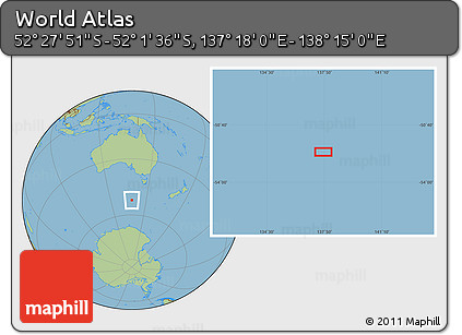 Savanna Style Location Map of the Area around 52° 14' 43" S, 137° 46' 30" E