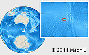 Shaded Relief Location Map of the area around 52° 14' 43" S, 137° 46' 30" E