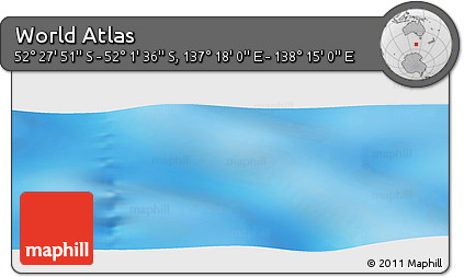 Shaded Relief Panoramic Map of the Area around 52° 14' 43" S, 137° 46' 30" E