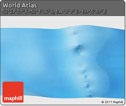Physical 3D Map of the Area around 52° 14' 43" S, 138° 37' 30" E