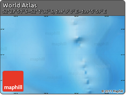 Physical Map of the Area around 52° 14' 43" S, 138° 37' 30" E