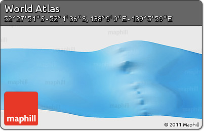 Physical Panoramic Map of the Area around 52° 14' 43" S, 138° 37' 30" E