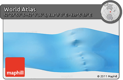 Shaded Relief Panoramic Map of the Area around 52° 14' 43" S, 138° 37' 30" E