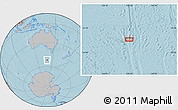 Gray Location Map of the area around 52° 14' 43" S, 139° 28' 29" E, hill shading