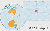 Political Location Map of the area around 52° 14' 43" S, 139° 28' 29" E