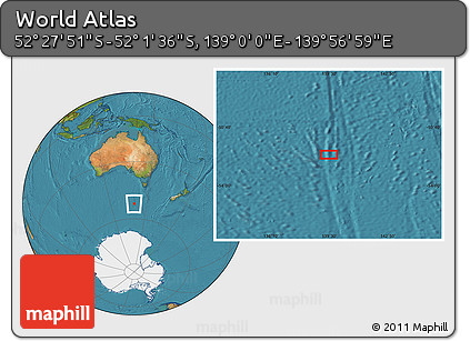 Satellite Location Map of the Area around 52° 14' 43" S, 139° 28' 29" E