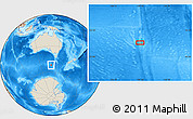 Shaded Relief Location Map of the area around 52° 14' 43" S, 139° 28' 29" E