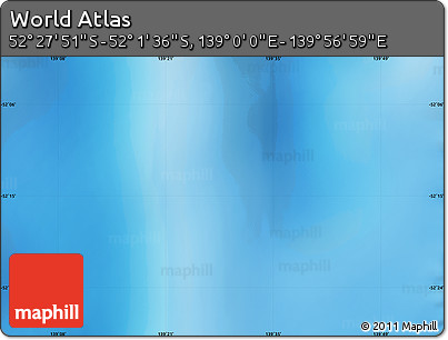Shaded Relief Map of the Area around 52° 14' 43" S, 139° 28' 29" E