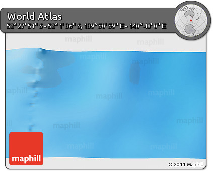 Physical 3D Map of the Area around 52° 14' 43" S, 140° 19' 29" E
