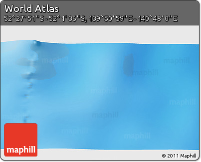 Physical 3D Map of the Area around 52° 14' 43" S, 140° 19' 29" E