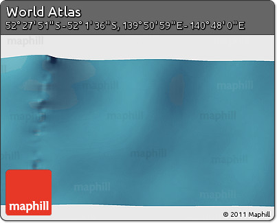 Satellite 3D Map of the Area around 52° 14' 43" S, 140° 19' 29" E