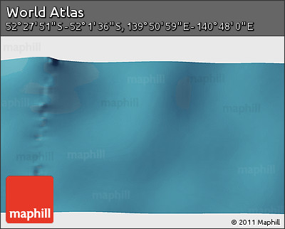 Satellite 3D Map of the Area around 52° 14' 43" S, 140° 19' 29" E