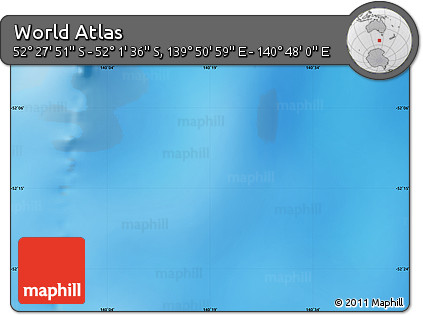 Physical Map of the Area around 52° 14' 43" S, 140° 19' 29" E