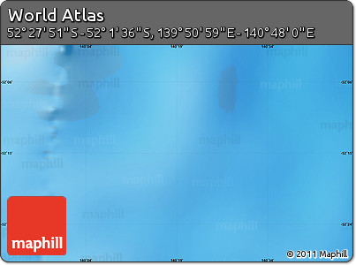 Physical Map of the Area around 52° 14' 43" S, 140° 19' 29" E