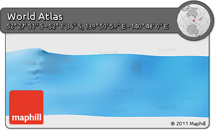 Physical Panoramic Map of the Area around 52° 14' 43" S, 140° 19' 29" E