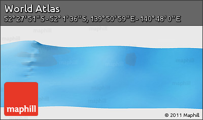 Physical Panoramic Map of the Area around 52° 14' 43" S, 140° 19' 29" E
