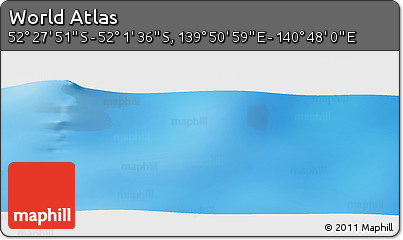 Physical Panoramic Map of the Area around 52° 14' 43" S, 140° 19' 29" E