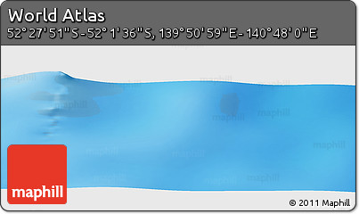 Shaded Relief Panoramic Map of the Area around 52° 14' 43" S, 140° 19' 29" E