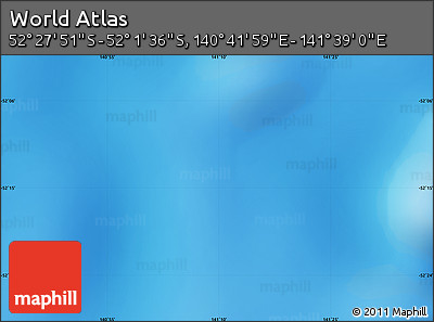 Physical Map of the Area around 52° 14' 43" S, 141° 10' 30" E