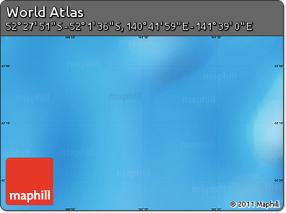 Physical Map of the Area around 52° 14' 43" S, 141° 10' 30" E