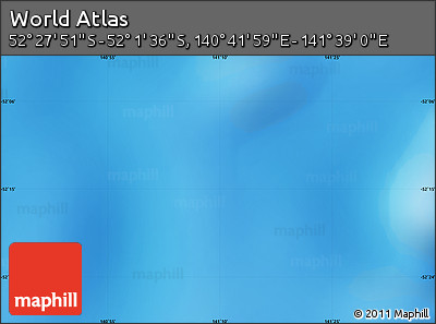 Shaded Relief Map of the Area around 52° 14' 43" S, 141° 10' 30" E