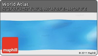 Shaded Relief Panoramic Map of the Area around 52° 14' 43" S, 141° 10' 30" E