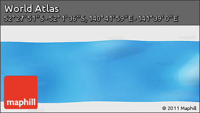 Shaded Relief Panoramic Map of the Area around 52° 14' 43" S, 141° 10' 30" E