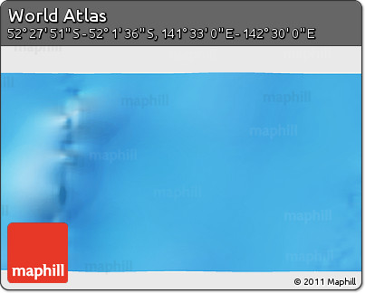 Shaded Relief 3D Map of the Area around 52° 14' 43" S, 142° 1' 30" E