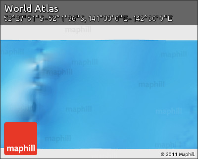 Shaded Relief 3D Map of the Area around 52° 14' 43" S, 142° 1' 30" E