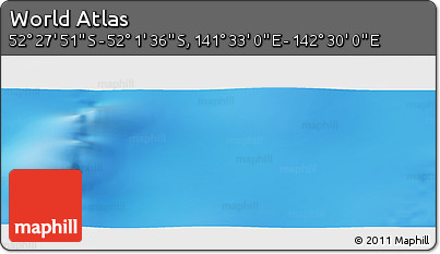 Shaded Relief Panoramic Map of the Area around 52° 14' 43" S, 142° 1' 30" E