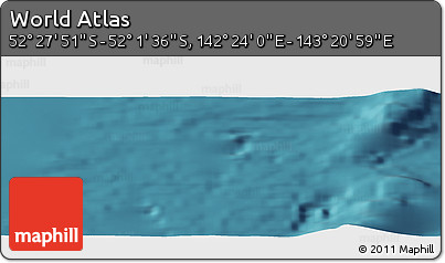 Satellite Panoramic Map of the Area around 52° 14' 43" S, 142° 52' 30" E