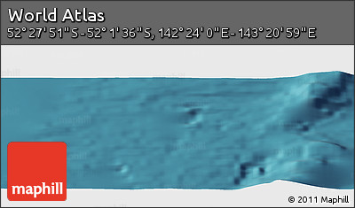 Satellite Panoramic Map of the Area around 52° 14' 43" S, 142° 52' 30" E