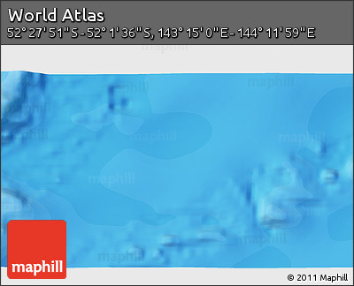 Political 3D Map of the Area around 52° 14' 43" S, 143° 43' 29" E